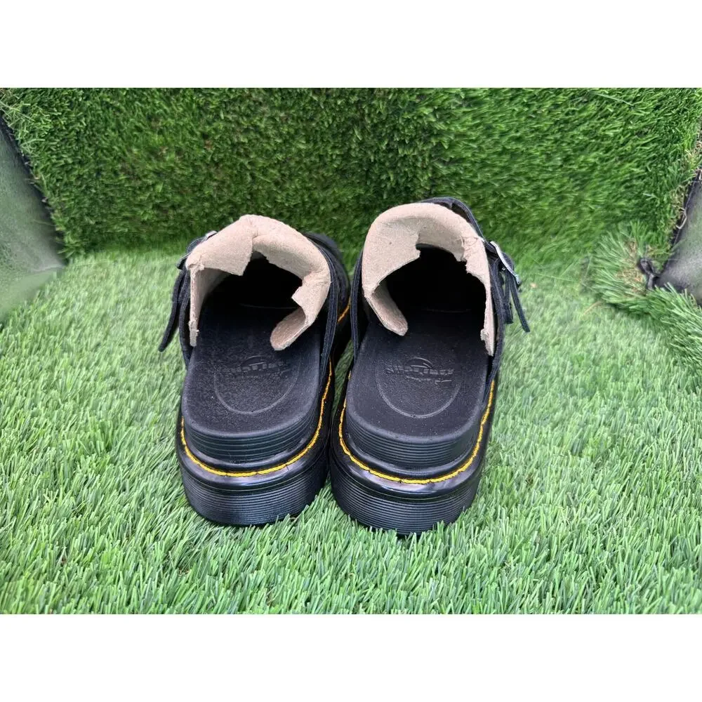 Dr. Martens Myles 11822002 Slide Sandal Women 7 Black Leather Platform DualStrap